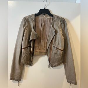 Free People pleather moto jacket in Taupe